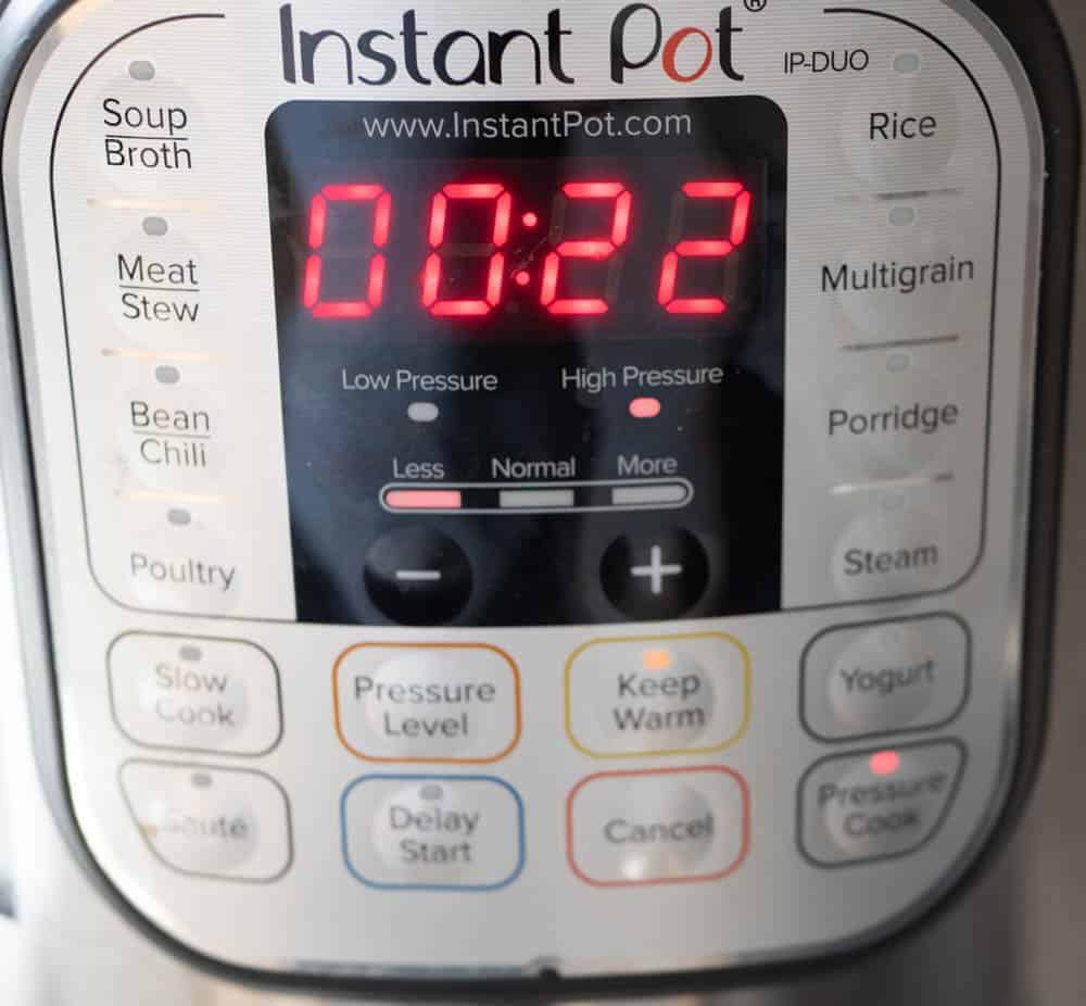 Image of how long to cook Brown Rice in the Instant Pot. 22 Minutes.