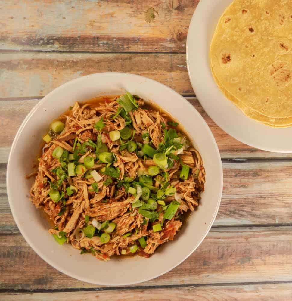 Above view of tacos and corn tortillas