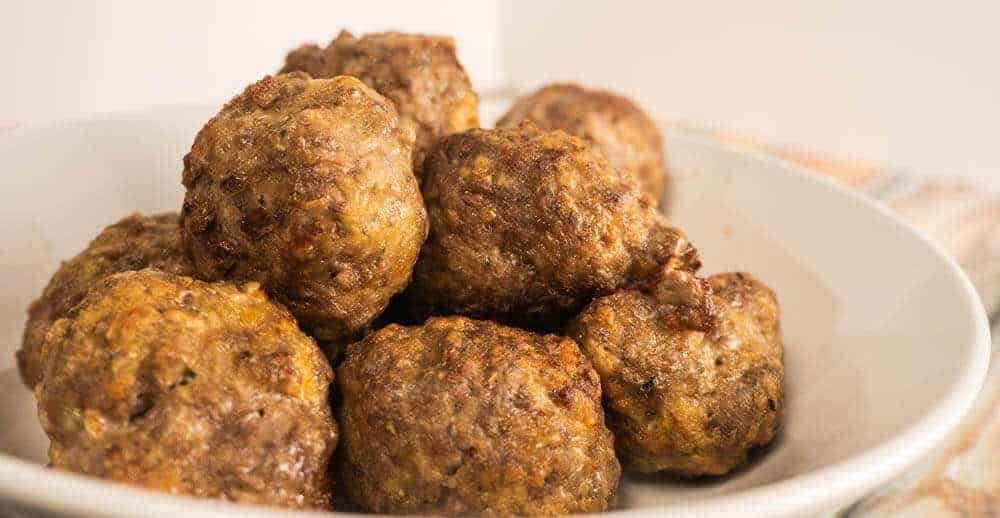 meatballs air fried and ready in a bowl.