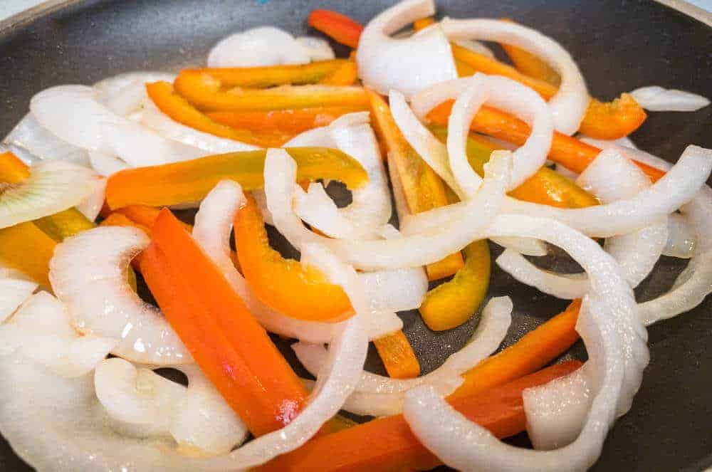 Peppers and Onions ready to be sauteed