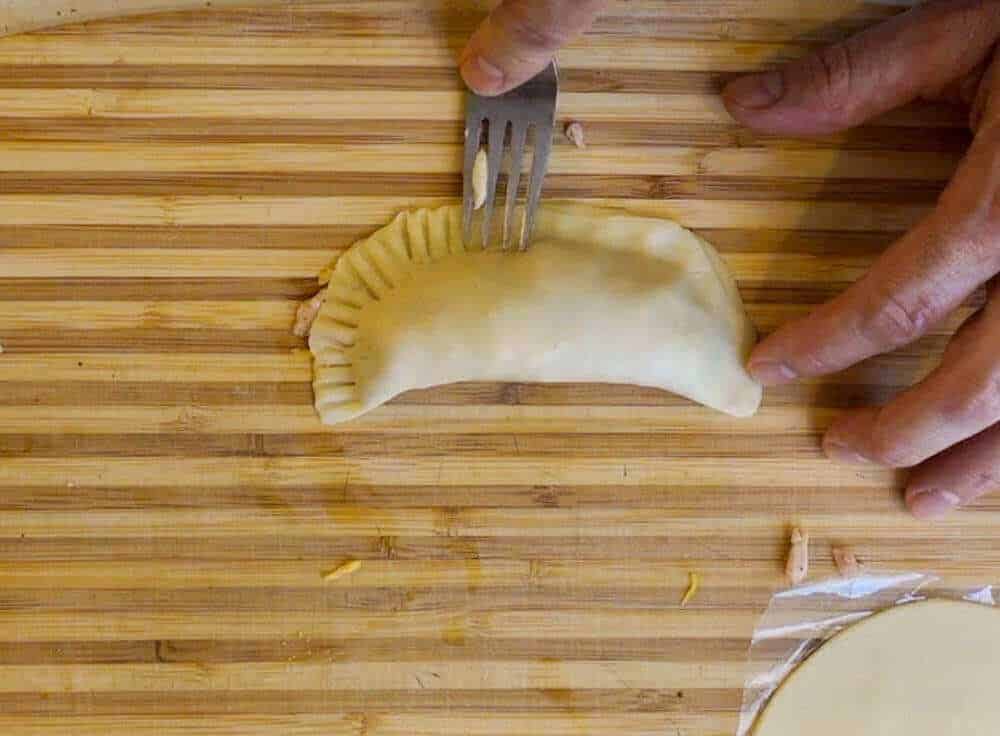 crimping the empanadas