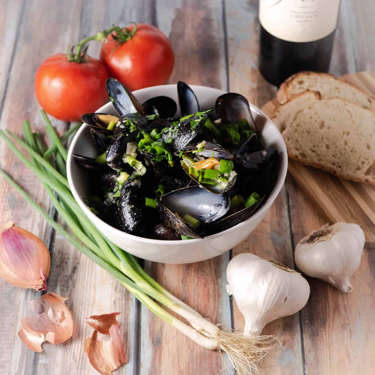 Instant pot mussels flatlay