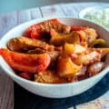instant pot sausage and peppers close up featured image