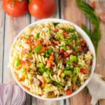 instant pot vegetable pasta salad flatlay