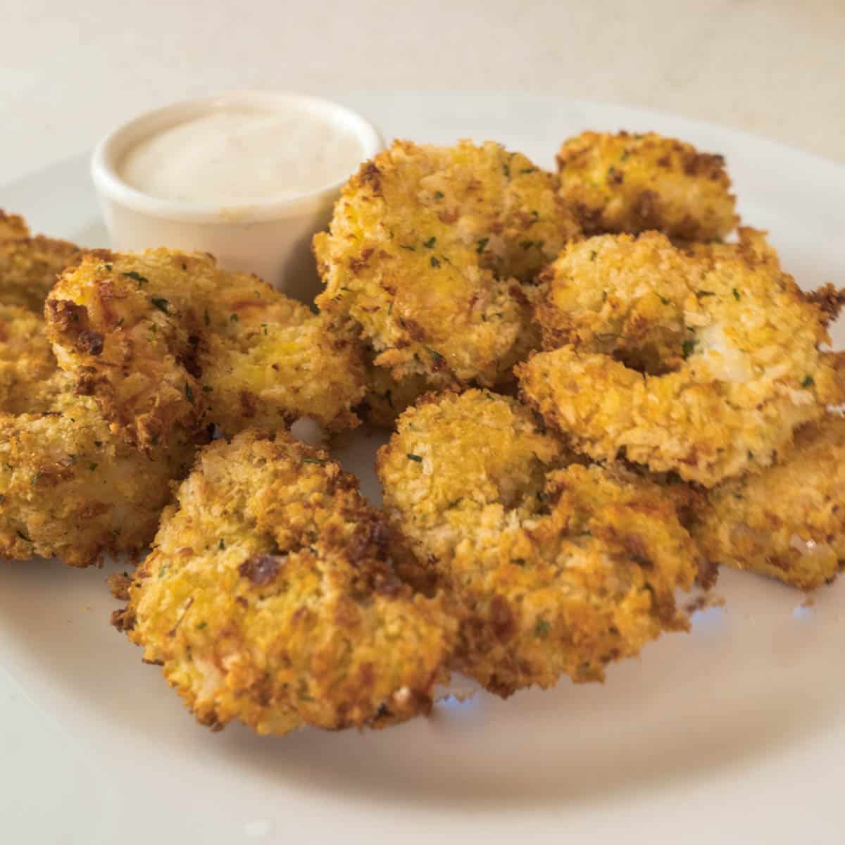 Air Fryer Fried Shrimp finished cooking and crunchy