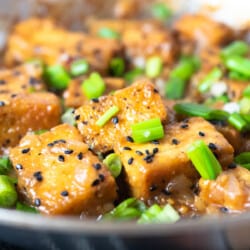 ginger garlic tofu stir fry close up