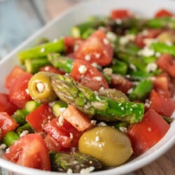 lemon asparagus salad close up featured