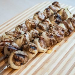 pork kabobs close up