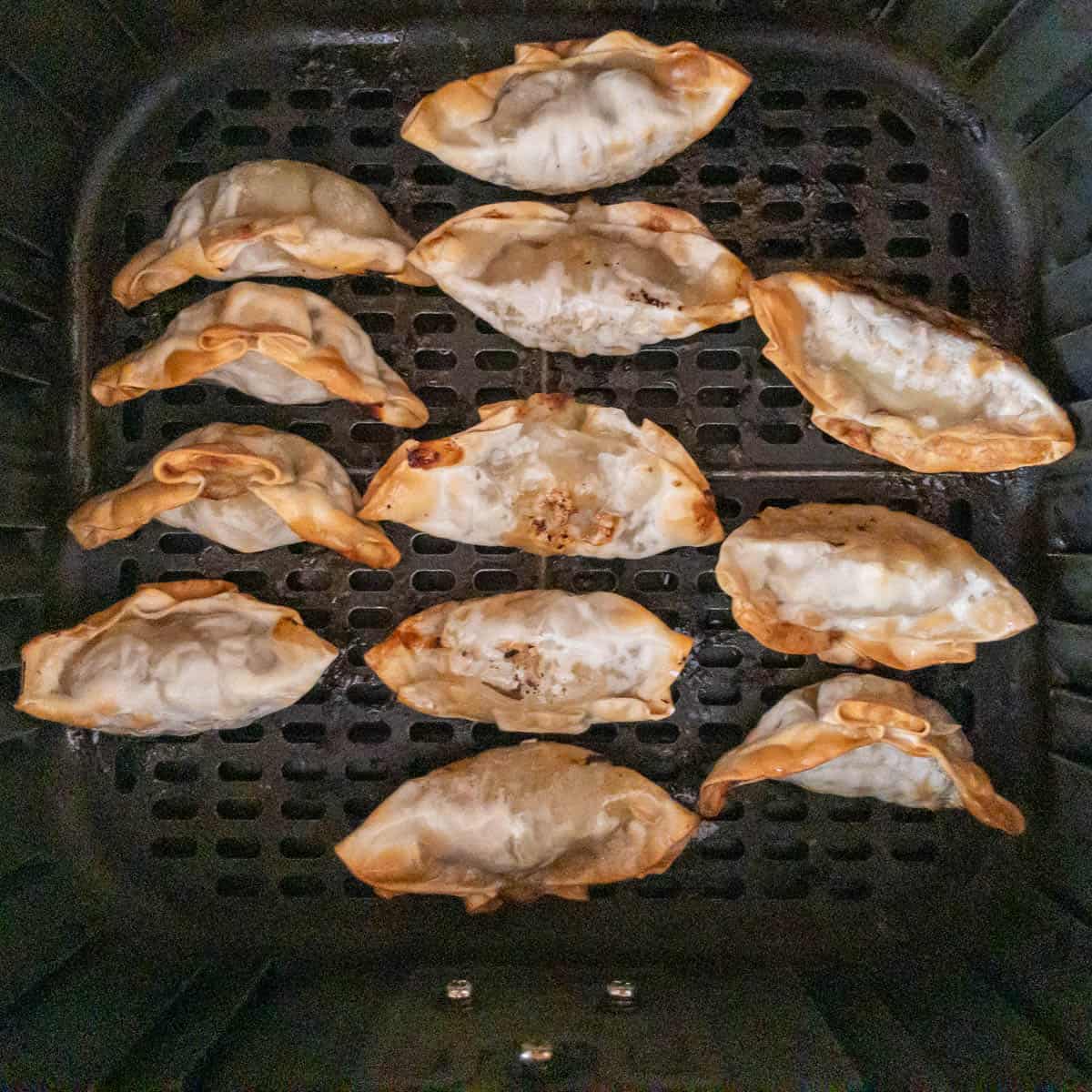 Air Fryer Potsticker Dumplings Cooking Step 2 - Flip and Cook 2 minutes