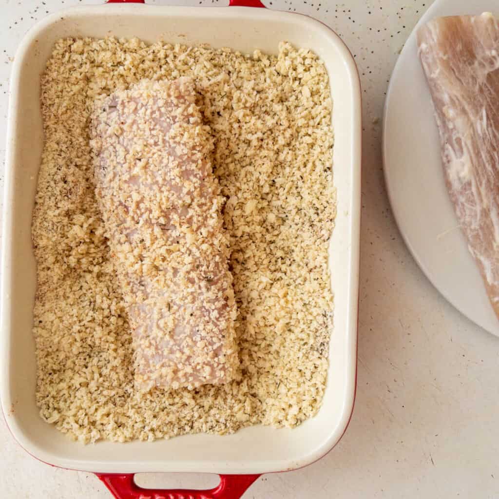 Breading process for air fryer mahi mahi step 2