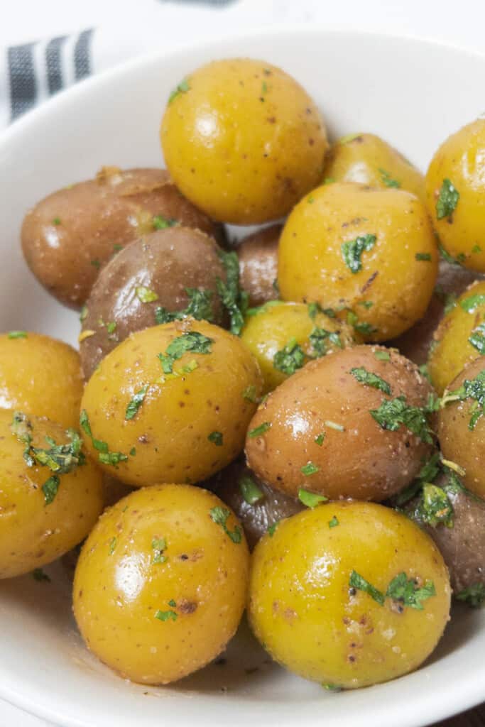 Pressure Cooker Baby Potatoes with Butter and Parsley - DadCooksDinner