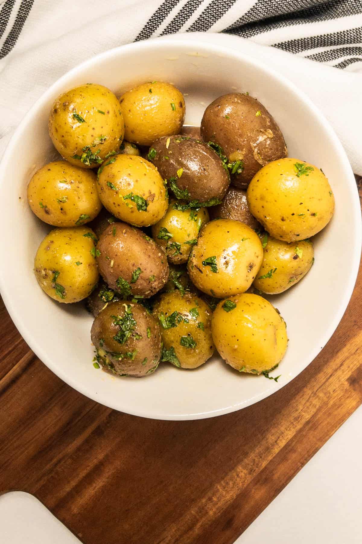 Pressure Cooker Baby Potatoes with Butter and Parsley - DadCooksDinner