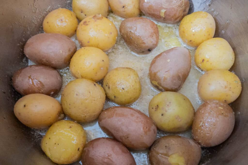 Pressure Cooker Baby Potatoes with Butter and Parsley - DadCooksDinner