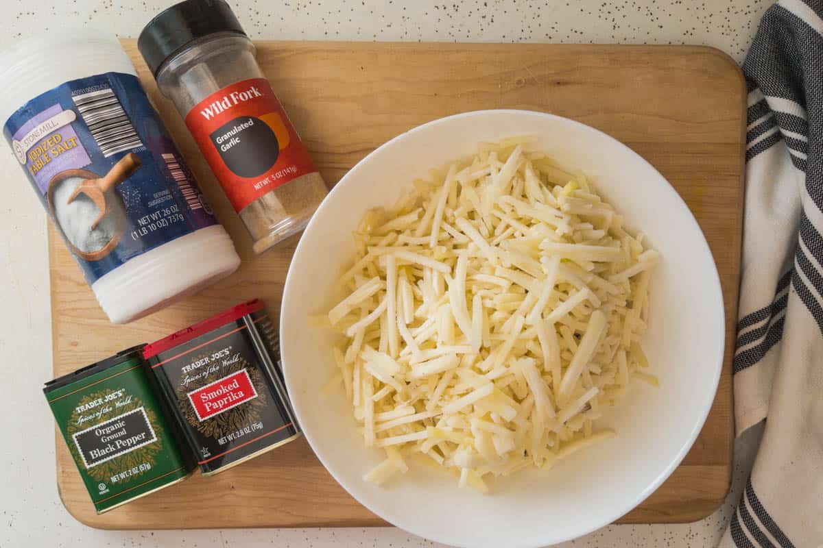 Ingredients and spices needed to make hash browns in the air fryer