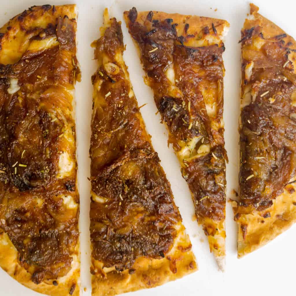 Naan Bread Pizza with Caramelized Onions(Air fryer or Oven)