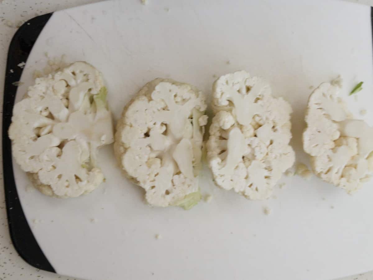 cauliflower cut in 4 pieces to make steaks