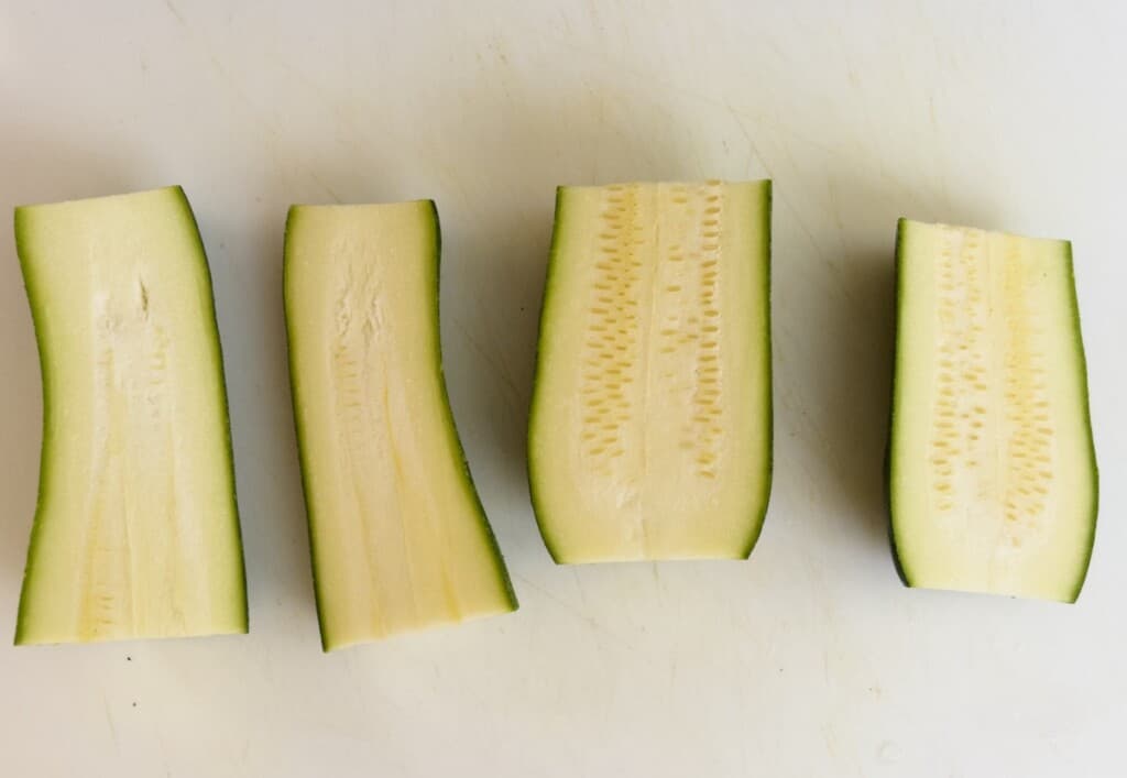 zucchini cut in four pieces step 2