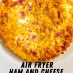 pinterest pin for air fryer ham and cheese omelet